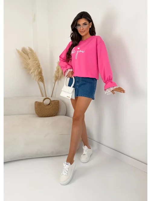 Bluza damska Be You z koronką i ozdobnym rękawem